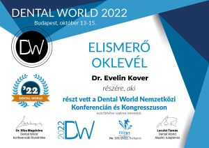 Dr. Kövér Evelin - Dental World 2022 Oklevél