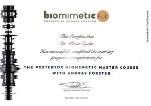 Dr. Kövér Evelin Oklevél: Posterior biomimetic master course Budapest 2024